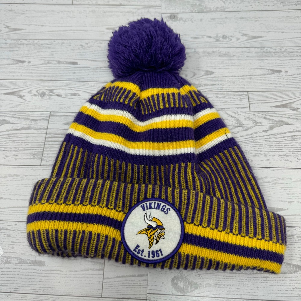 Minnesota‎ Vikings NFL New Era Knit Pom Beanie Hat Purple Yellow
